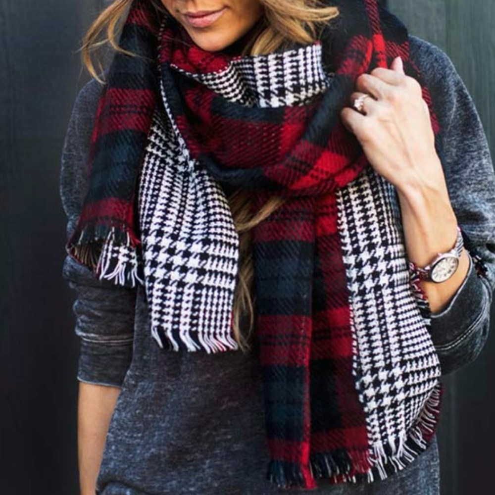 Zara Red and Black Plaid Blanket Scarf - Picture 5 of 6